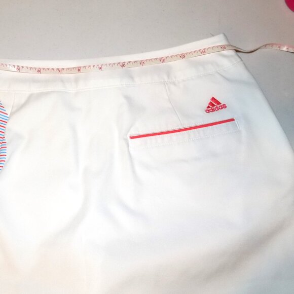 ADIDAS White Climacool Skirt Skort 4 XS Golf Tennis Pickle Orange Blue Stripe - Picture 5 of 6